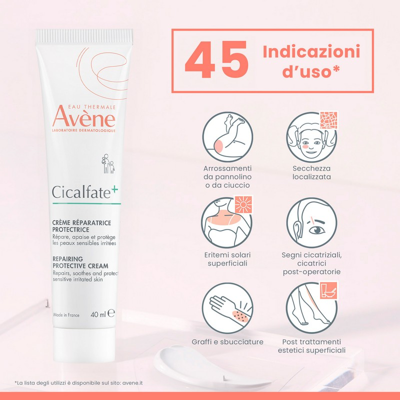 Eau Thermale Avène Cicalfate+ Crema Ristrutturante Protettiva, Viso e corpo, con C+-Restore e Zinco, Pelle fragilizzata, per tutta la famiglia, 100ml 