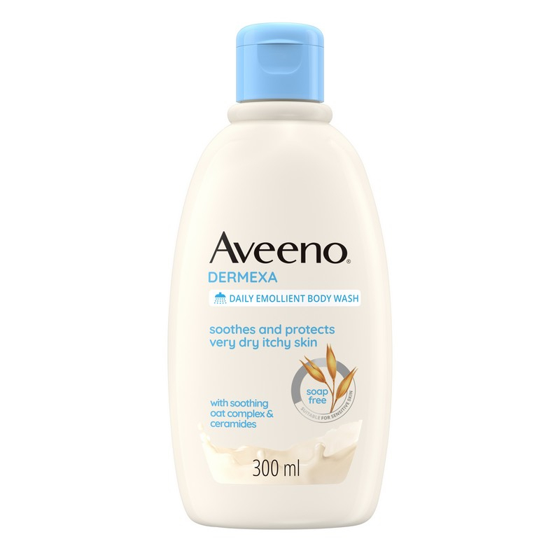 Aveeno Dermexa Bagnodoccia Lenitivo per Pelle Secca e con Prurito, adatto per pelle con tendenza atopica e soggetta a eczema, Formula Vegana, Senza Sapone 300 ml