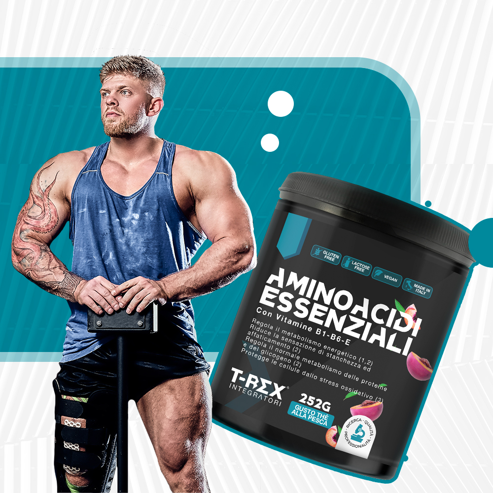 T-Rex Integratori Aminoacidi Essenziali Gusto Pesca 252 g - Integratore Per Gli Sportivi