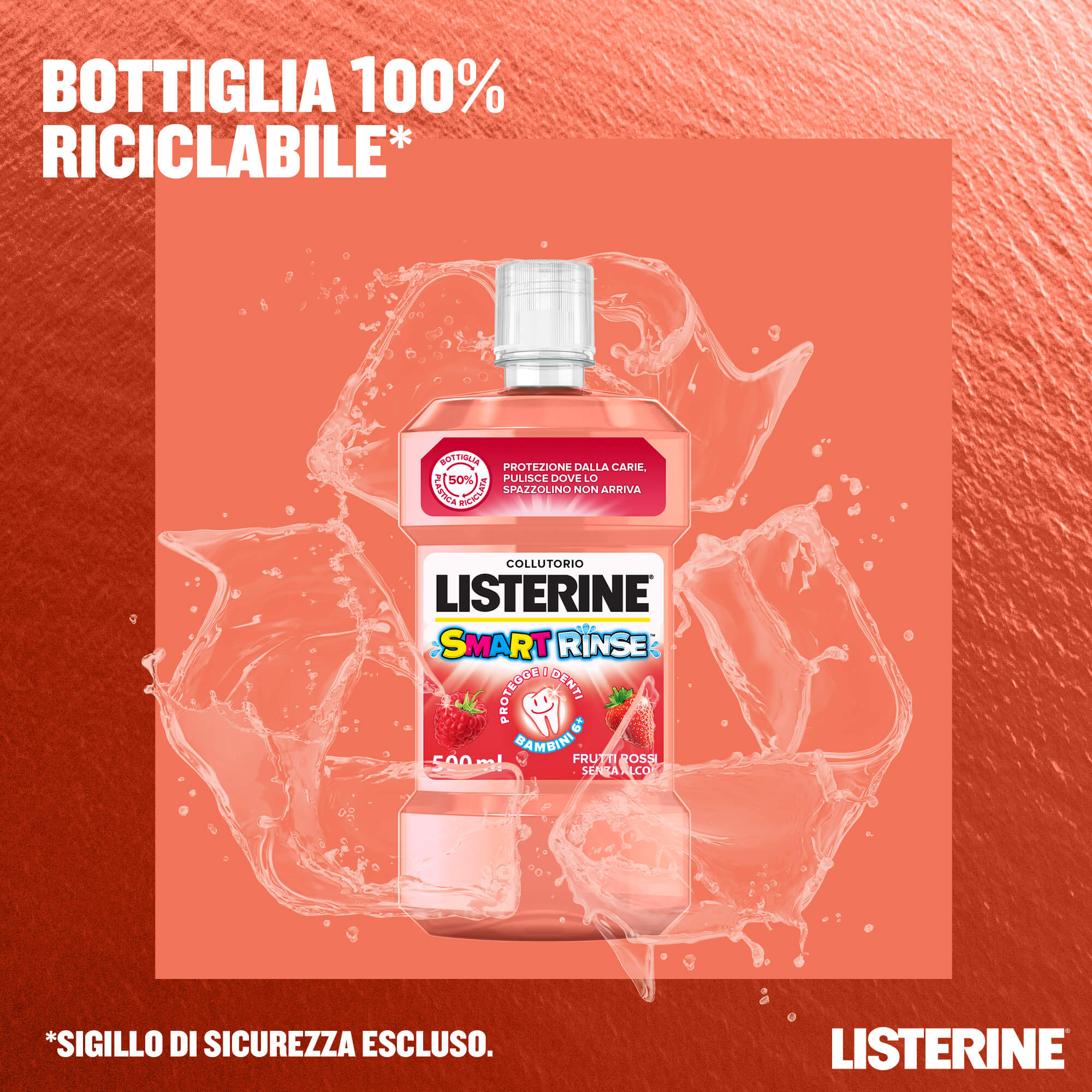 Listerine Collutorio Smart Rinse Bambini Protezione Carie 500 ml
