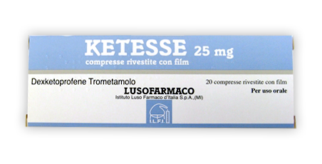 Ketesse 25 mg Dexketoprofene Antidolorifico 20 Compresse Rivestite