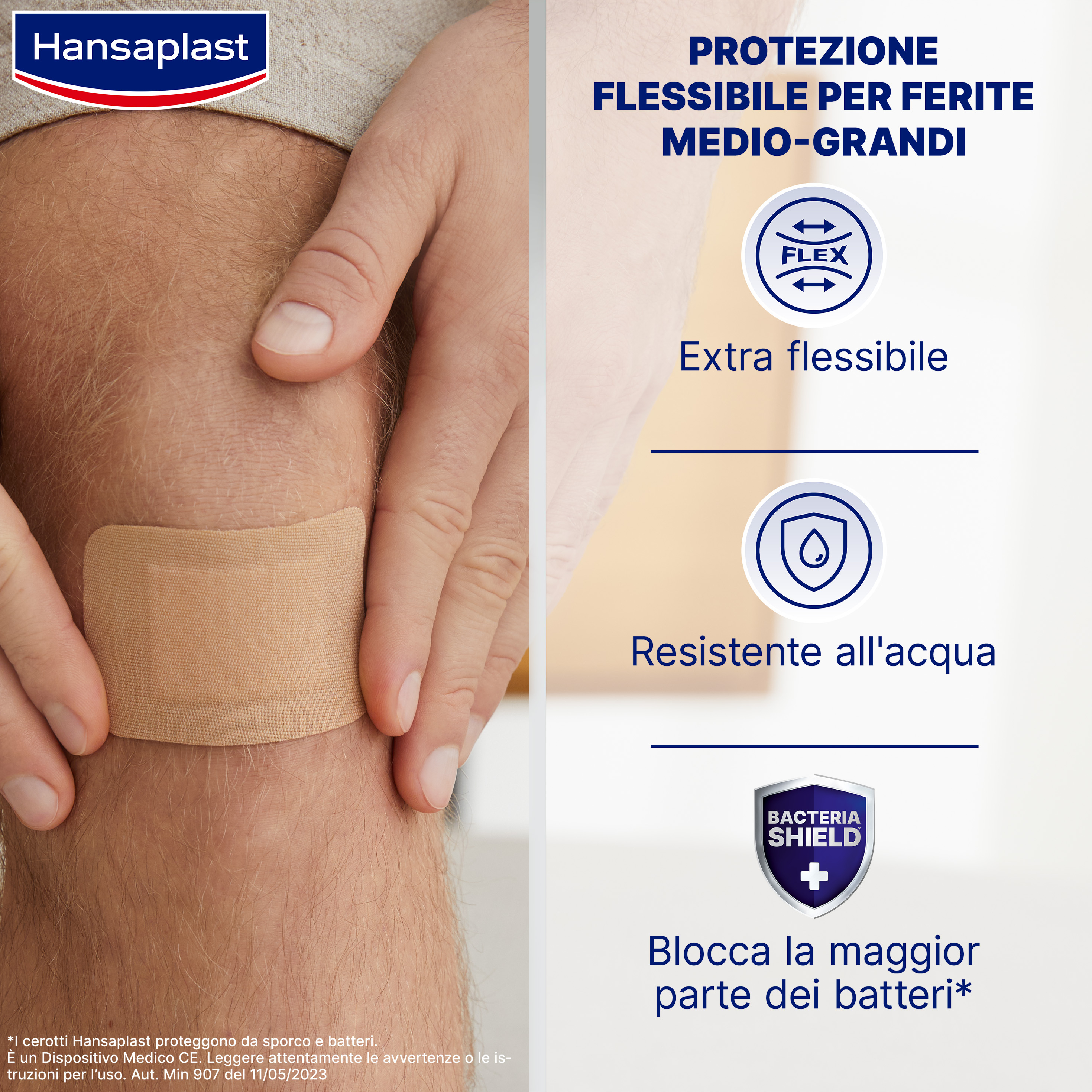 Hansaplast Cerotti Flexible XL, Cerotti medicazione per le articolazioni, 10 pezzi da 5 x 7,2 cm