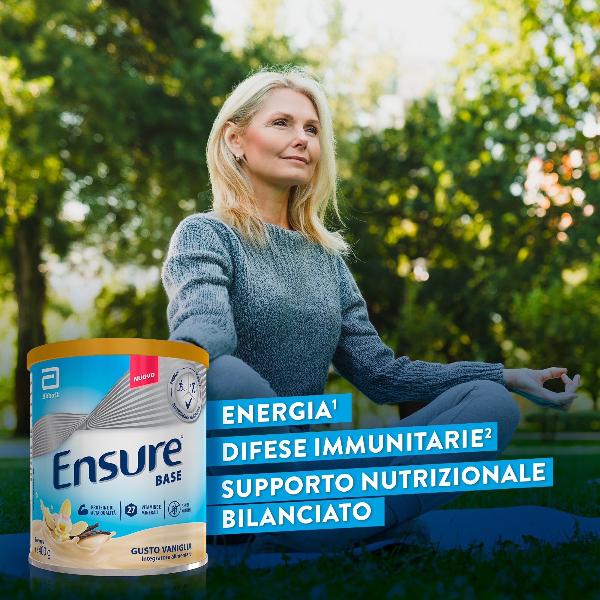 ABBOTT ENSURE BASE: Integratore alimentare che aiuta a sostenere le difese immunitarie e a contrastare stanchezza e affaticamento  - GUSTO VANIGLIA 400 gr 