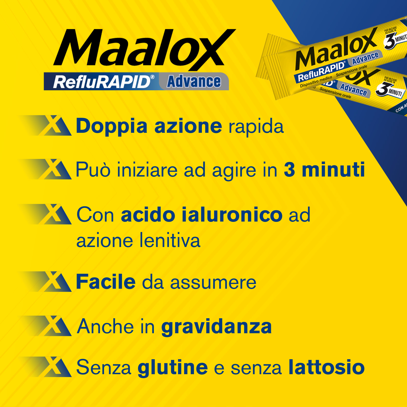 Maalox RefluRAPID Advance 20 Bustine Da 10 ml - Antiacido Per Reflusso Gastroesofageo E Bruciore di Stomaco