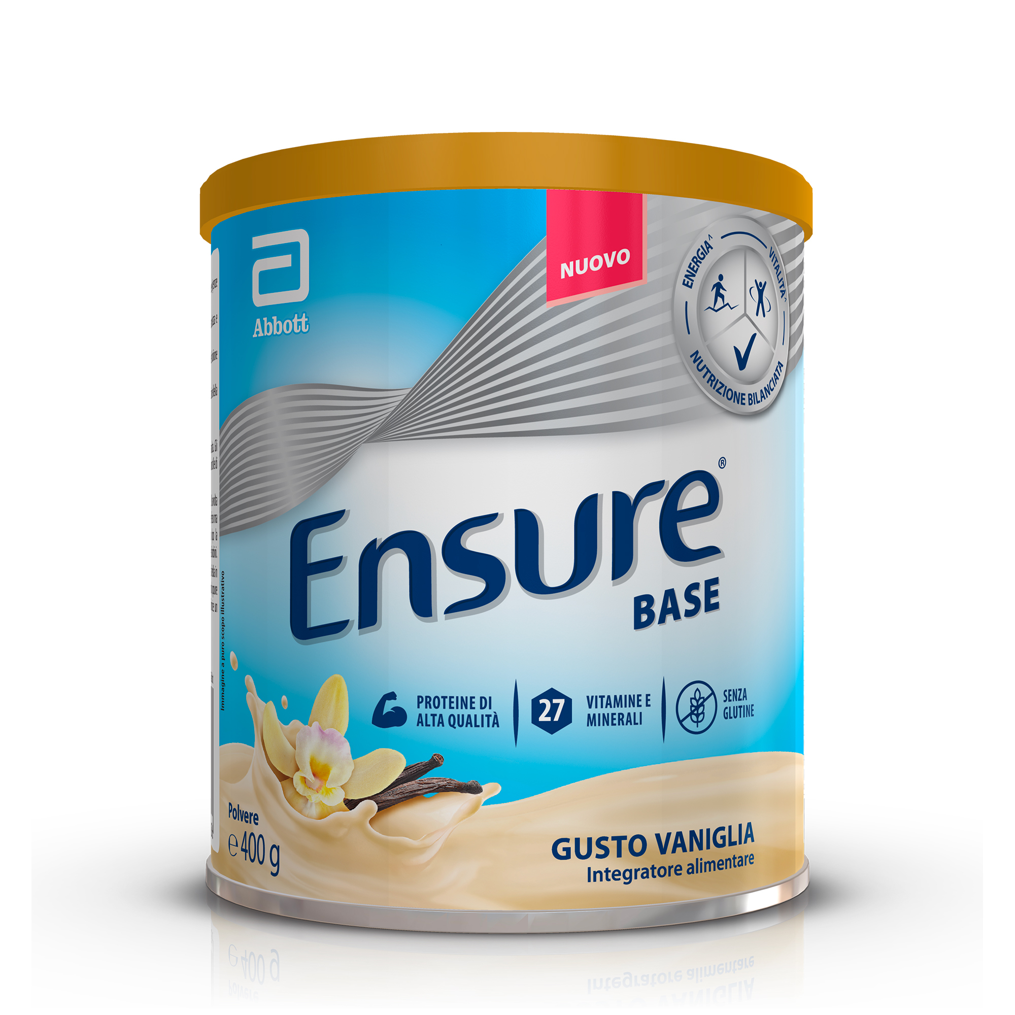 ABBOTT ENSURE BASE: Integratore alimentare che aiuta a sostenere le difese immunitarie e a contrastare stanchezza e affaticamento  - GUSTO VANIGLIA 400 gr 