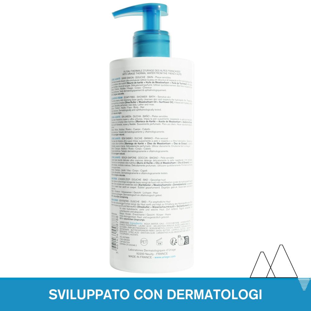 URIAGE CREME LAVANTE T - Detergente idratante ad uso quotidiano 2 in 1 per corpo e capelli 500ML