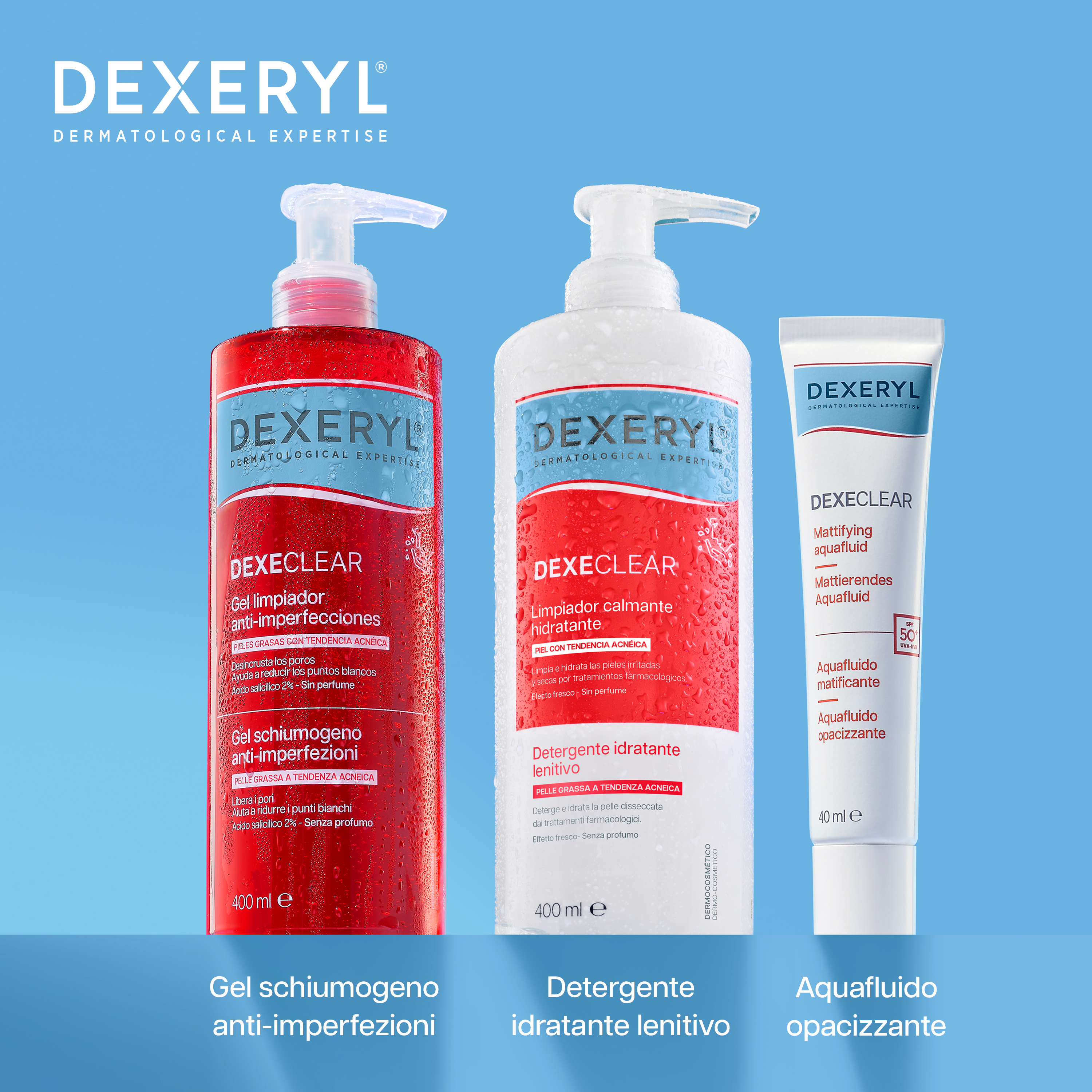 Dexeclear Dexeryl - Acquafluido Opacizzante SPF50+ Per Pelle Grassa 40 ml