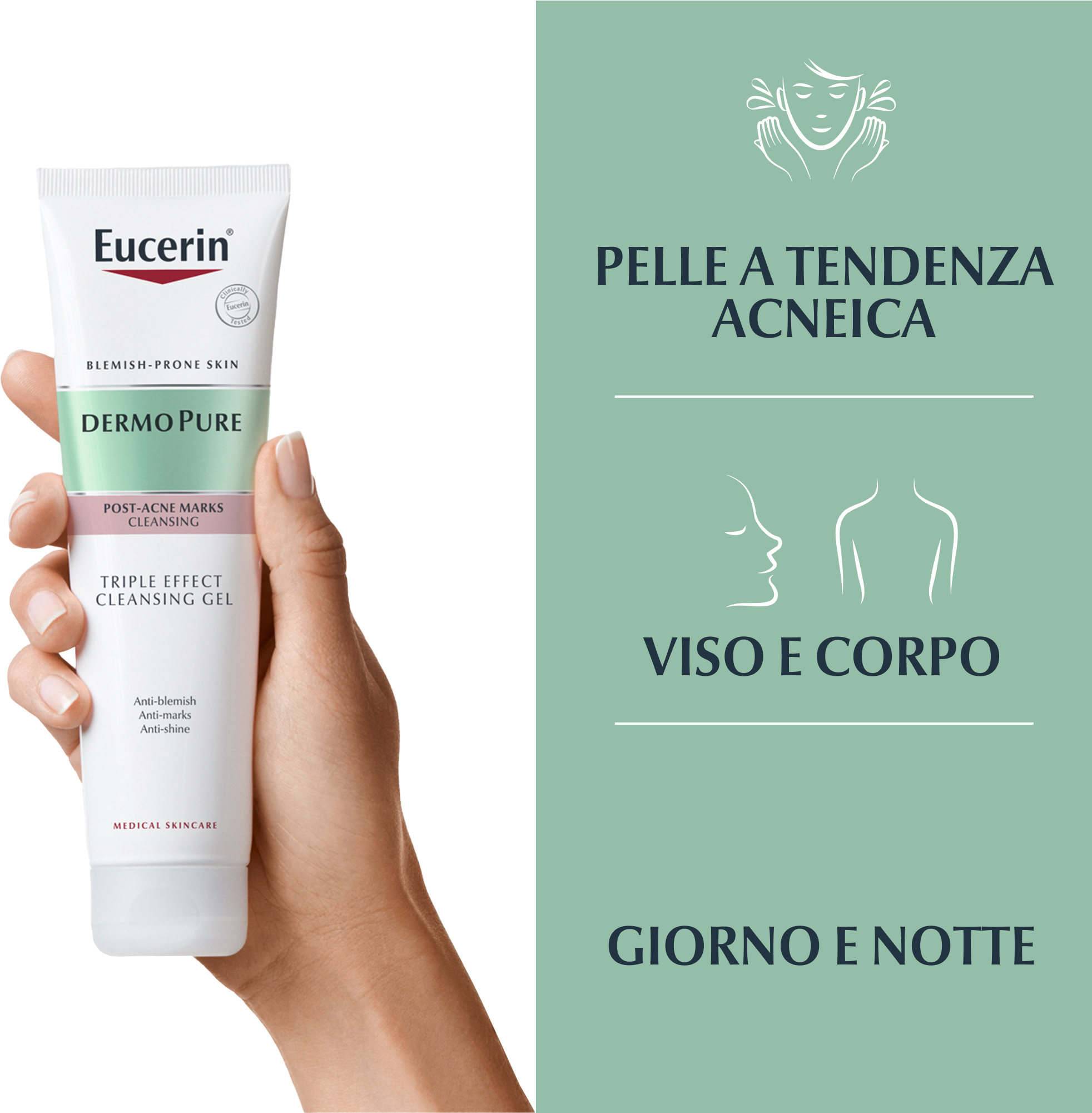 EUCERIN DERMOPURIFYER - Gel Detergente Tripla Azione per Viso e Corpo - 150ml
