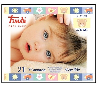 Trudi Baby Care Pannolini Assorbenti Antirritazioni 3-6 Kg 21 Pezzi