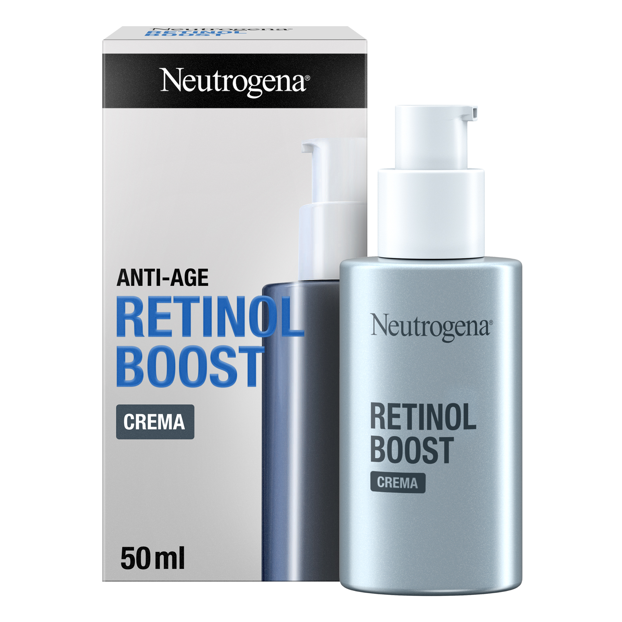 Neutrogena Retinol Boost Crema Viso 50 ml, Crema viso antirughe con Retinolo Puro anti-età