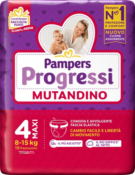 PAMPERS Progressi Mutandino Taglia 4 Maxi dagli 8 ai 15kg