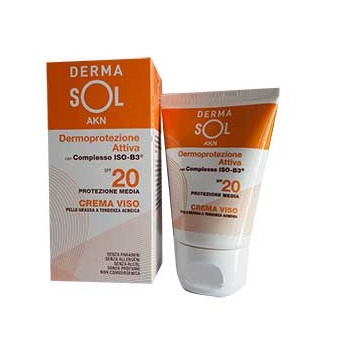Dermasol AKN Crema Viso Solare Pelle Grassa SPF 20 Protezione Media 50 ml
