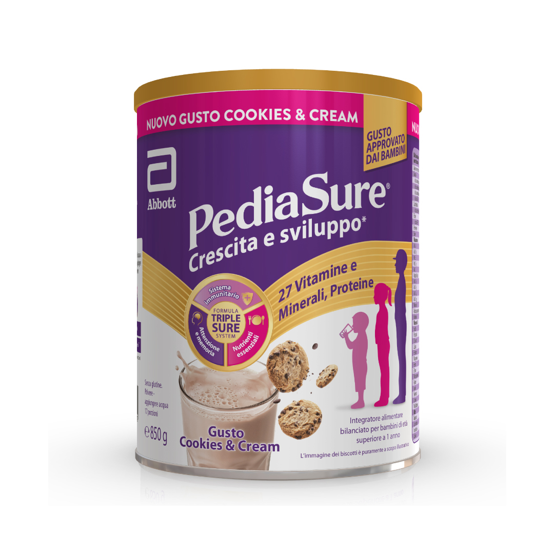 Pediasure Crescita E Sviluppo Integratore Multivitaminico Per Bambini Formato 850g Cookies&Cream