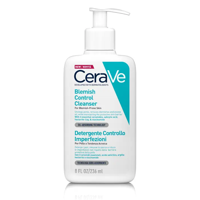 CeraVe Detergente Controllo Imperfezioni, Per Pelli a Tendenza Acneica, Con Acido Salicilico e Tecnologia Sebo-Assorbente, 236 ml