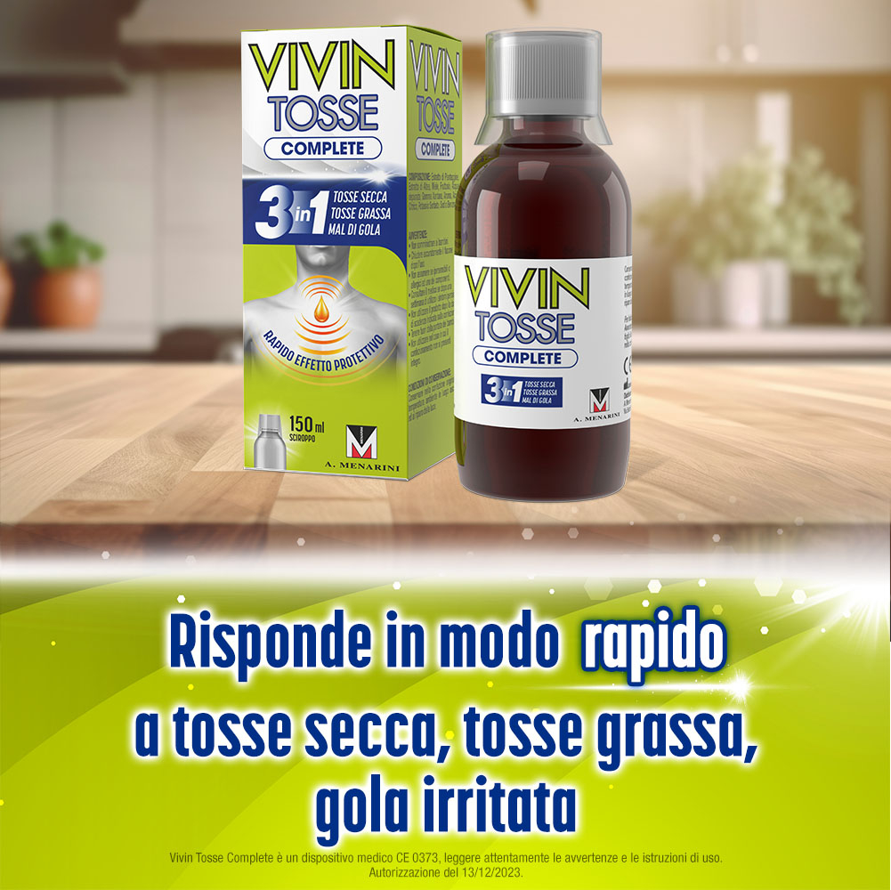 Vivin Tosse Complete 3in1 Tosse Secca, Grassa, Mal Di Gola Sciroppo 150 ml