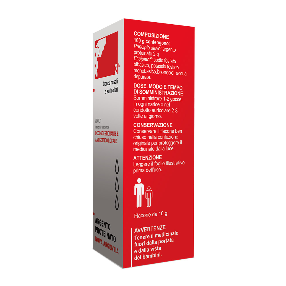Argento Proteinato Nova Argentia 2% Gocce Nasali e Auricolari Soluzione 10 ml