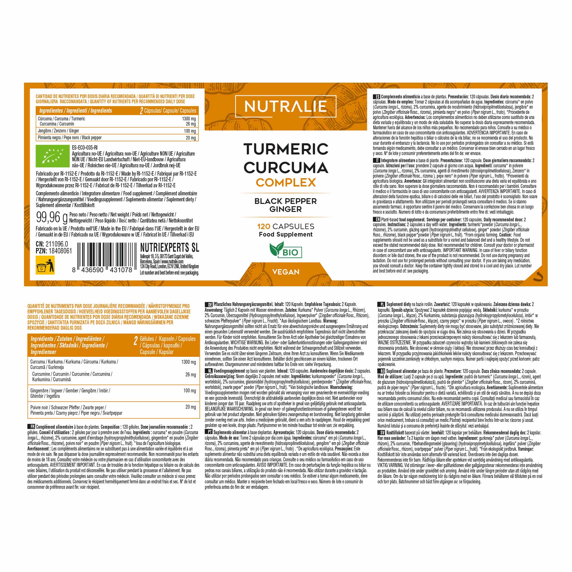 Nutralie Curcuma Complex 120 Capsule - Integratore Per Ossa E Articolazioni