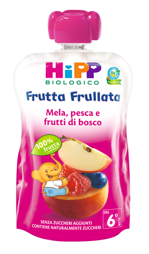 HiPP Biologico Frutta Frullata mela, pesca e frutti di bosco 90 g