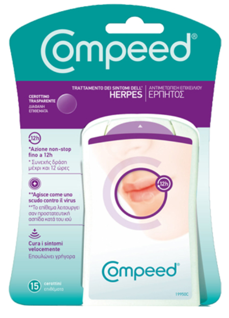 Compeed Cerottini Trasparenti Per Herpes Labiale - Sollievo Immediato, 15 Cerottini