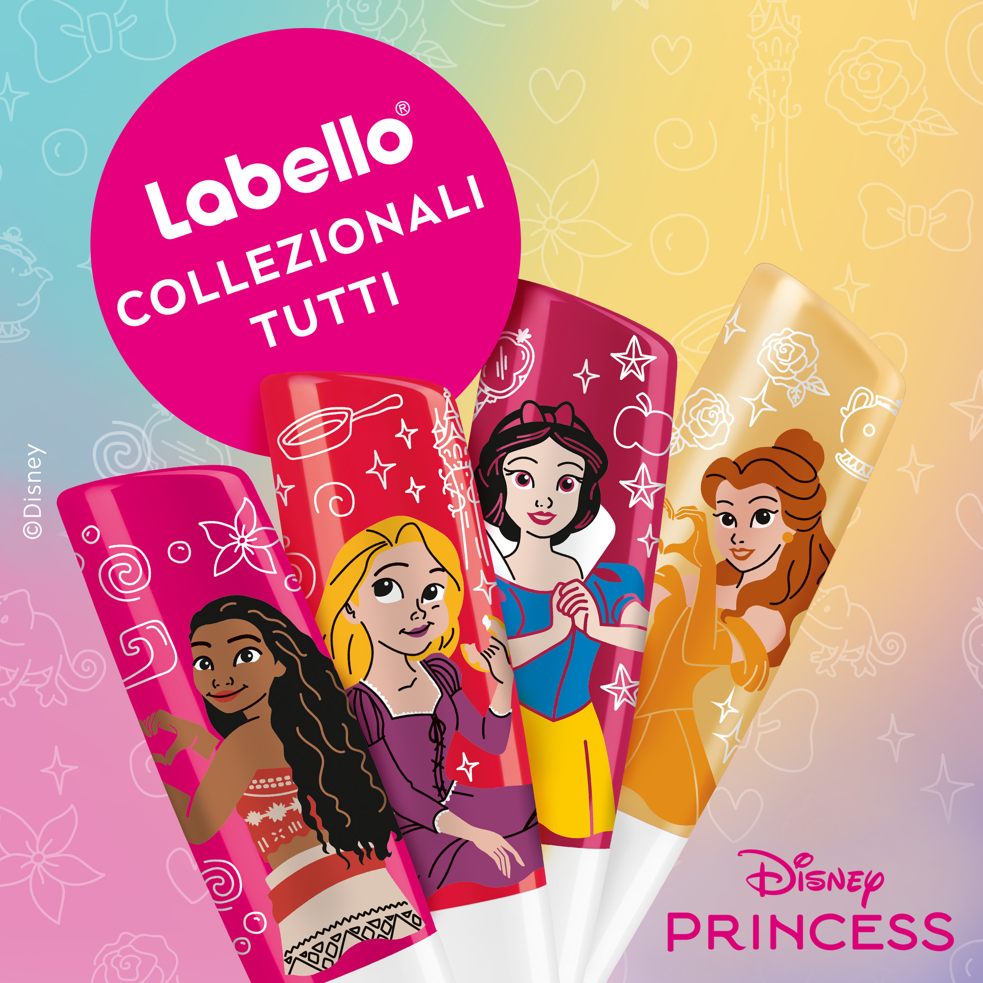 Labello Disney Princess Limited Edition - Vaiana di Oceania - Balsamo labbra colorato ad azione idratante prolungata, adatto dai 3 anni in su - Burrocacao aroma anguria, 4.8g