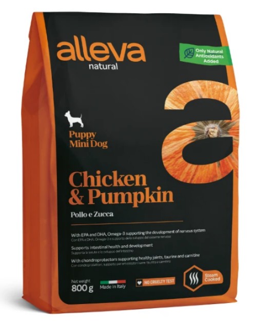 ALLEVA NATURAL DOG PUPPY CHICKEN AND PUMPKIN MINI KG 0.800 - P00201
