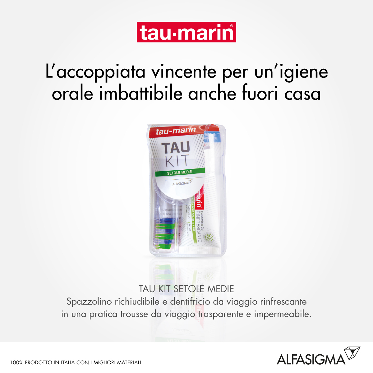 Tau-Marin Kit Da Viaggio Spazzolino Medio Componibile + Dentifricio 20 ml