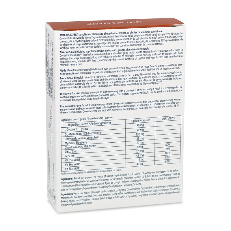 Ducray - Anacaps Expert - Integratore alimentare per capelli, situazione persistente - 30 capsule