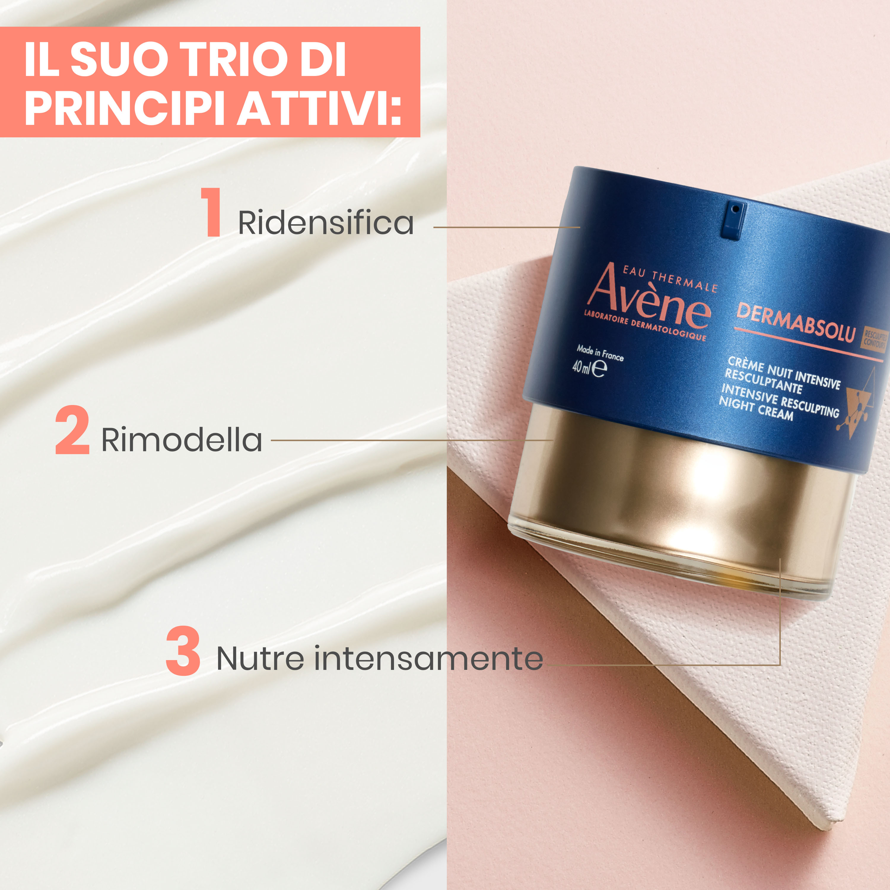 Eau Thermale Avène Dermabsolu Crema Notte Intensiva Rimodellante anti-età, 40ml