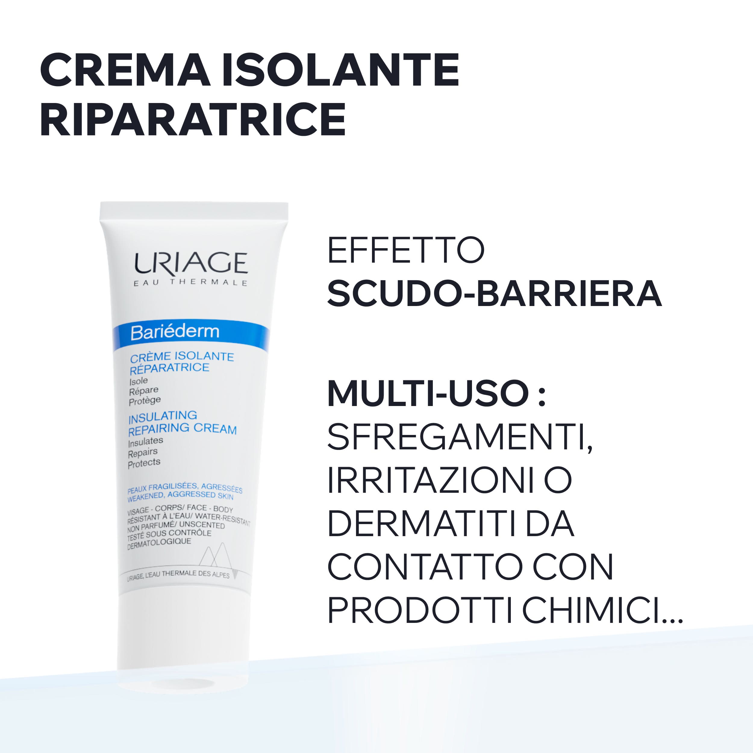 URIAGE BARIÉDERM Crema isolante riparatrice, soluzione anti-sfregamento per pelle fragilizzata e irritata 75 ml