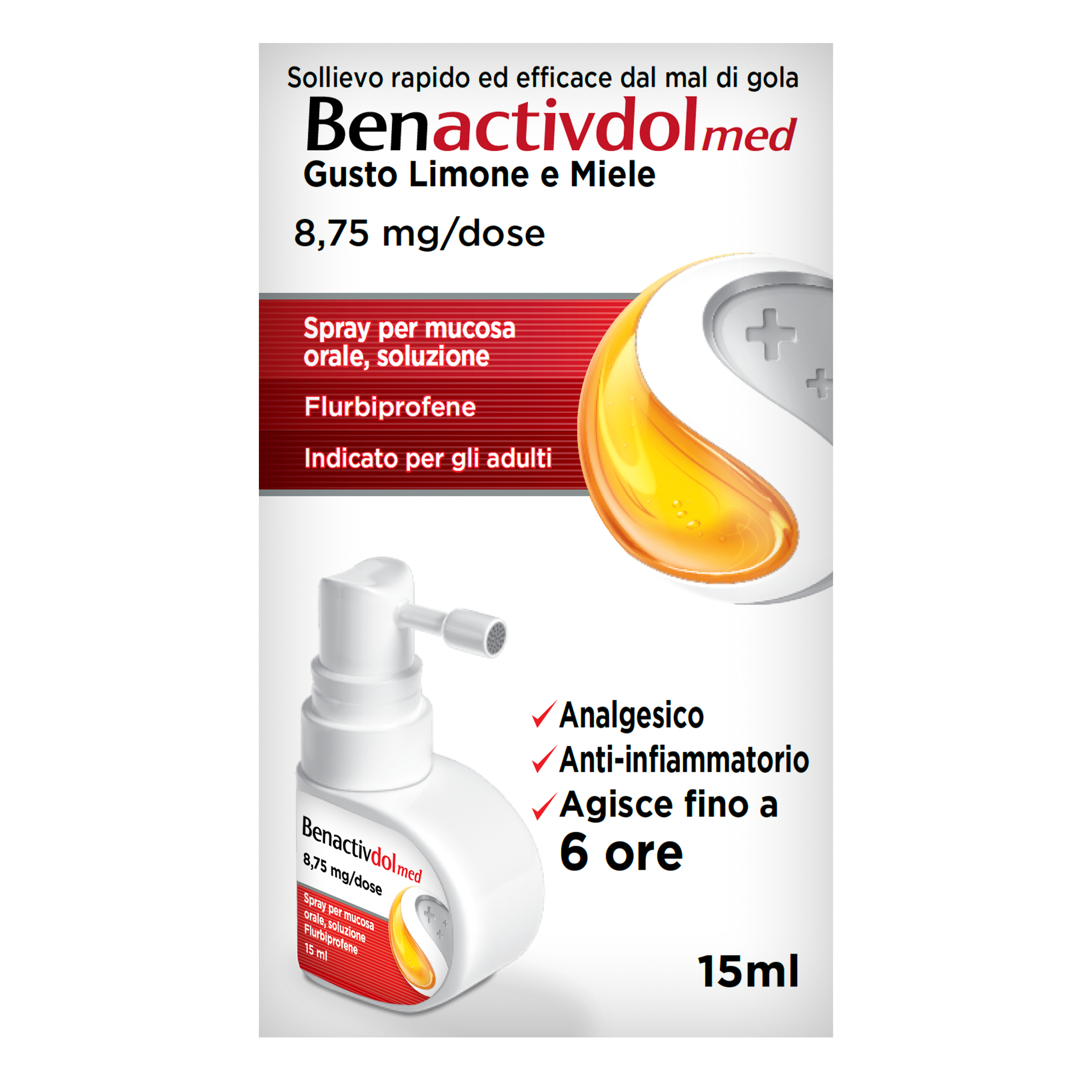 BENACTIVDOLMED SPRAY M/L 15ML spray gola per mal di gola