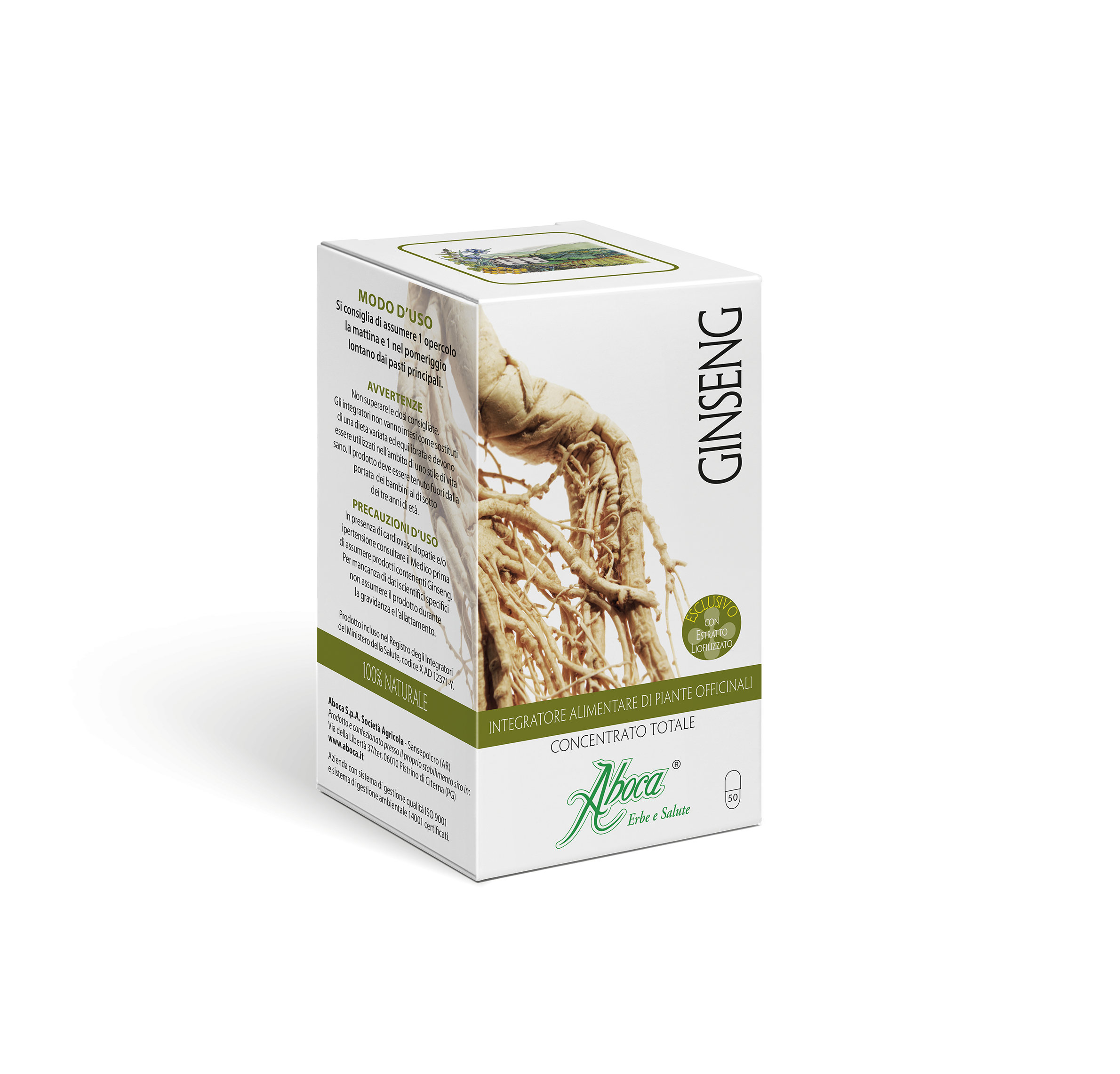 Aboca Ginseng Concentrato Totale Integratore Tonico 50 Opercoli