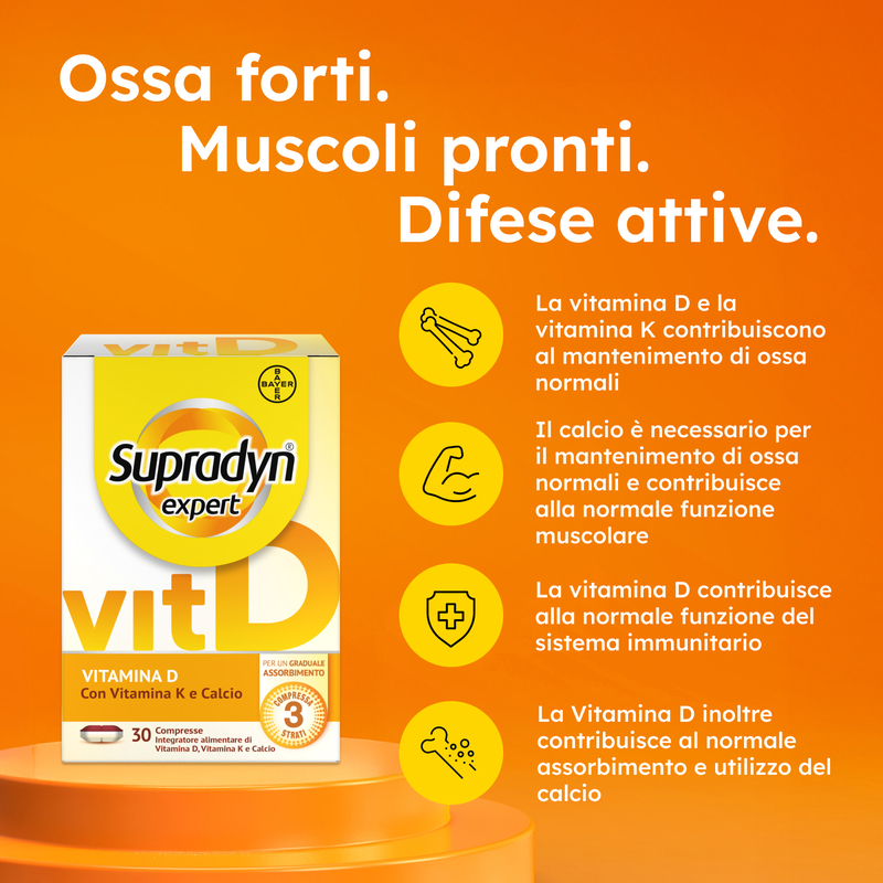 Supradyn Expert Vitamina D3 1000 ui e K2 2000 ui, formula a 3 strati per assorbimento ottimizzato
