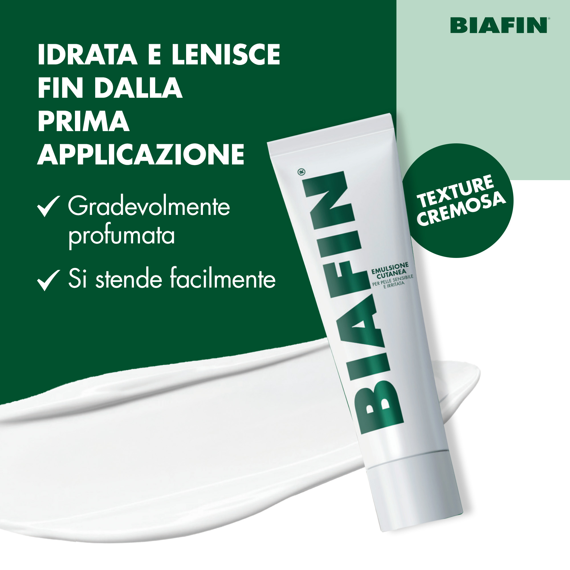 Biafin Emulsione Cutanea Idratante Lenitiva 100 ml, Crema scottature e pelle sensibile e irritata