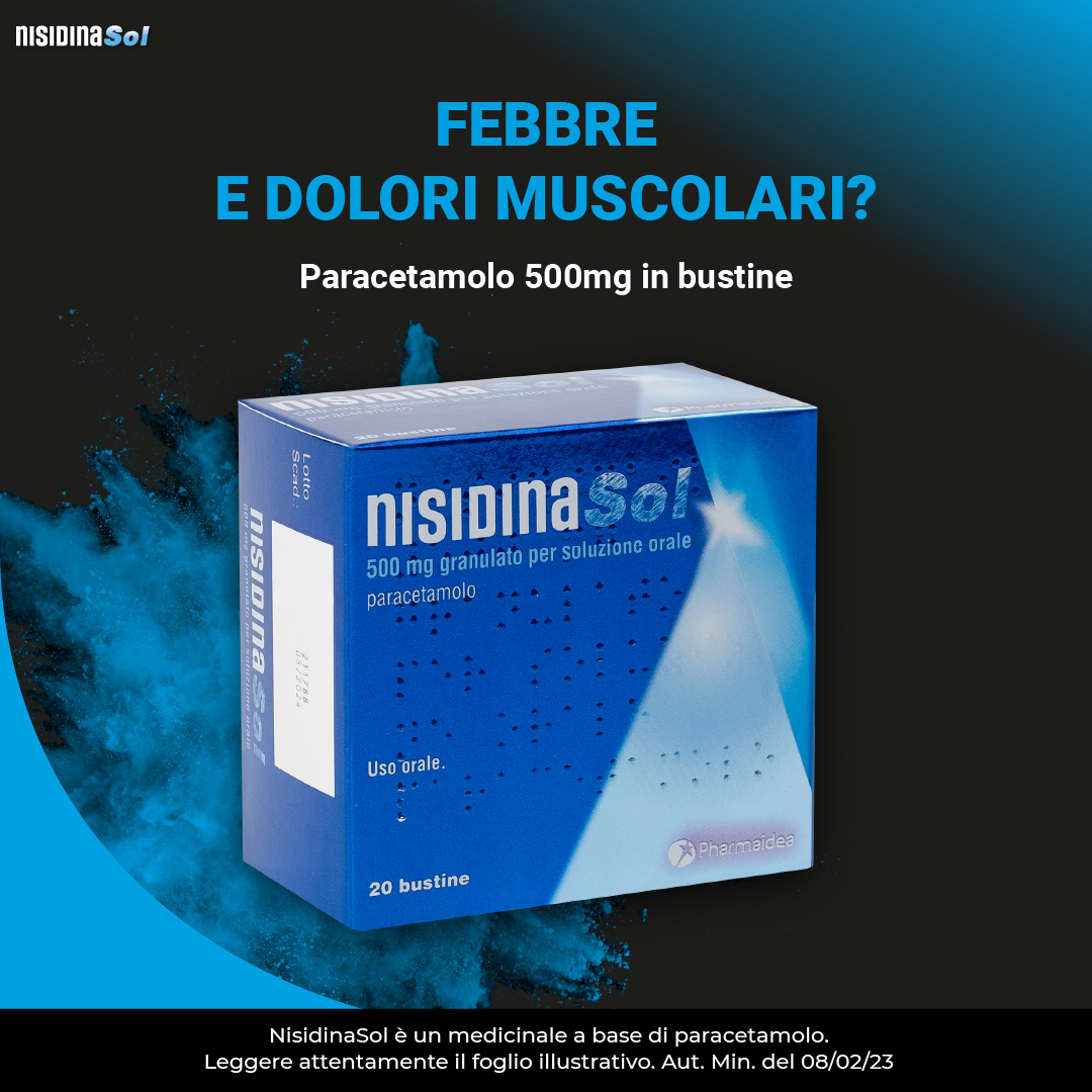 NISIDINASOL PARACETAMOLO FEBBRE E DOLORE GRANULATO PER SOLUZIONE ORALE 20 BUSTINE 500 MG