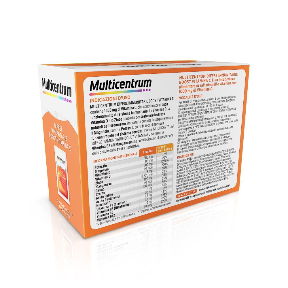 Multicentrum Difese Immunitarie Boost Vitamina C Integratore Alimentare Sali Minerali Vitamine 14 Bustine