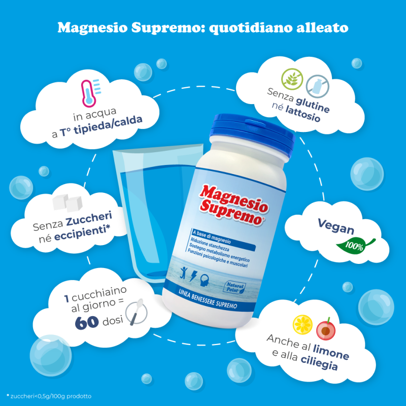 Magnesio Supremo Natural Point - Integratore per stanchezza e stress - 150 g