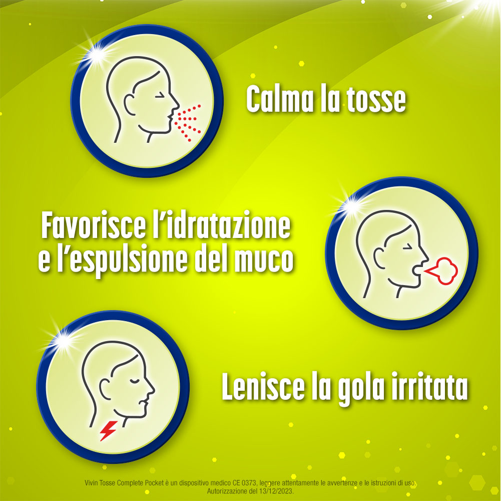 Vivin Tosse Complete 3in1 Pocket Tosse Secca, Grassa, Mal Di Gola 14 stickpack