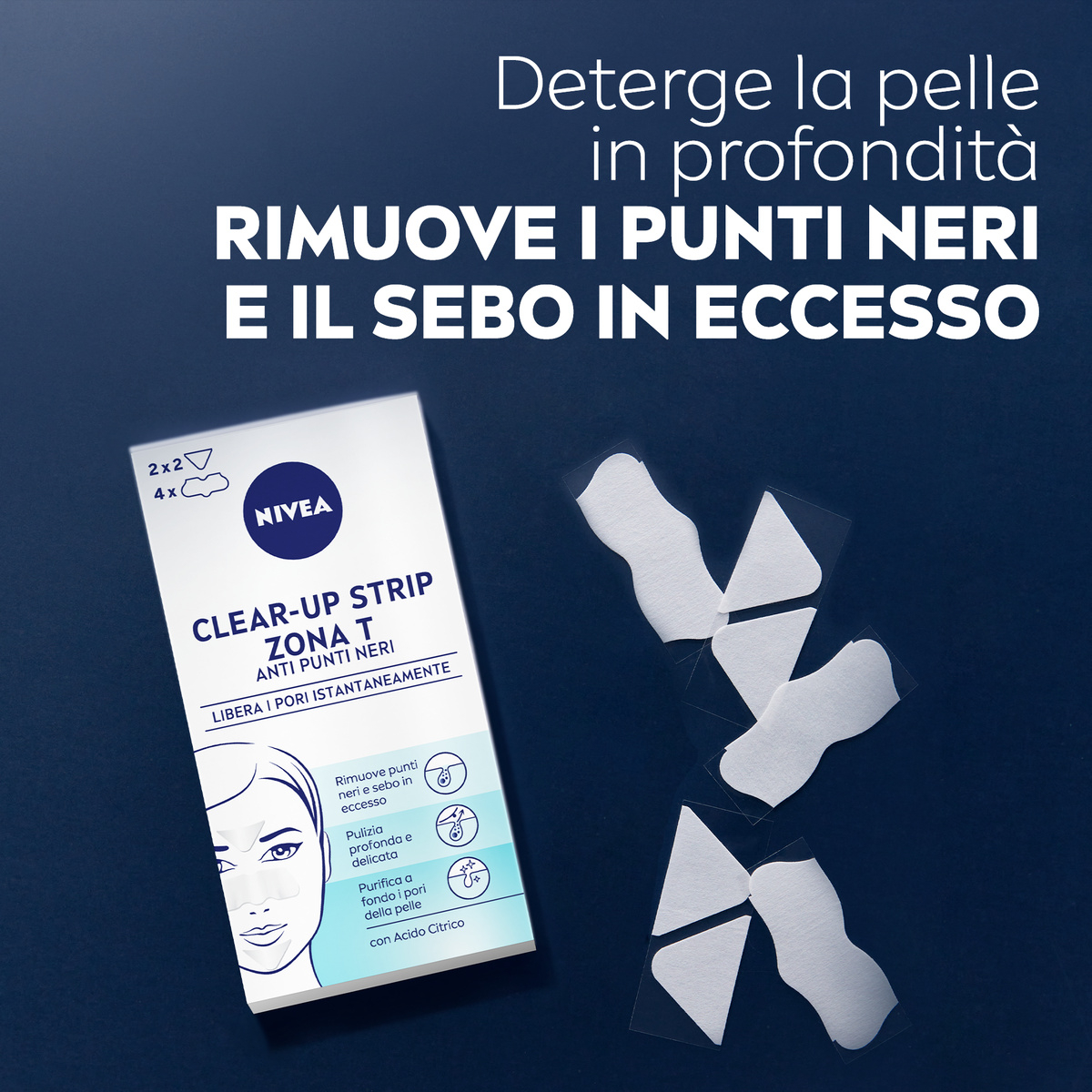 Nivea Clear-Up Strips Zona T 6 cerotti, Cerotti punti neri anti-imperfezioni per la pulizia viso