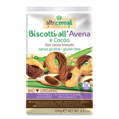 Probios Altri Cereali Biscotti all'Avena e Cacao bio senza glutine 250g 