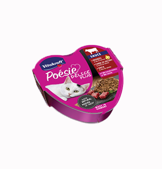 VITAKRAFT GATTO POESIE DELICE PLUS MANZO CON OLIO DI SALMONE 85GR