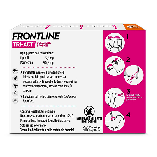 Frontline Tri Act x3 Pipette, Antiparassitario Per Cani e Cuccioli (Taglia S 5-10Kg) Contro Pulci, Zecche, Zanzare, Pappataci e Leishmaniosi - SCADENZA 31 MARZO 2026