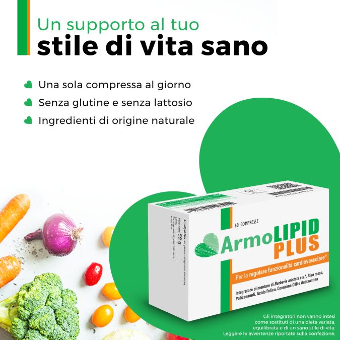 ArmoLipid Plus - Integratore per il colesterolo - 30 compresse - Confezione Italiana Originale