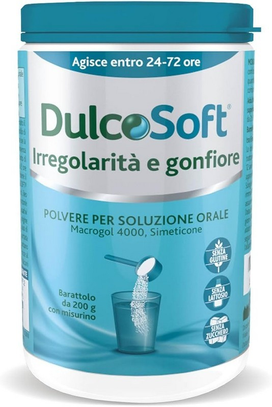 DulcoSoft Irregolarità E Gonfiore, Lassativo, Trattamento Stitichezza, Senza Glutine, Senza Zucchero, Senza Lattosio, Confezione Polvere 200g