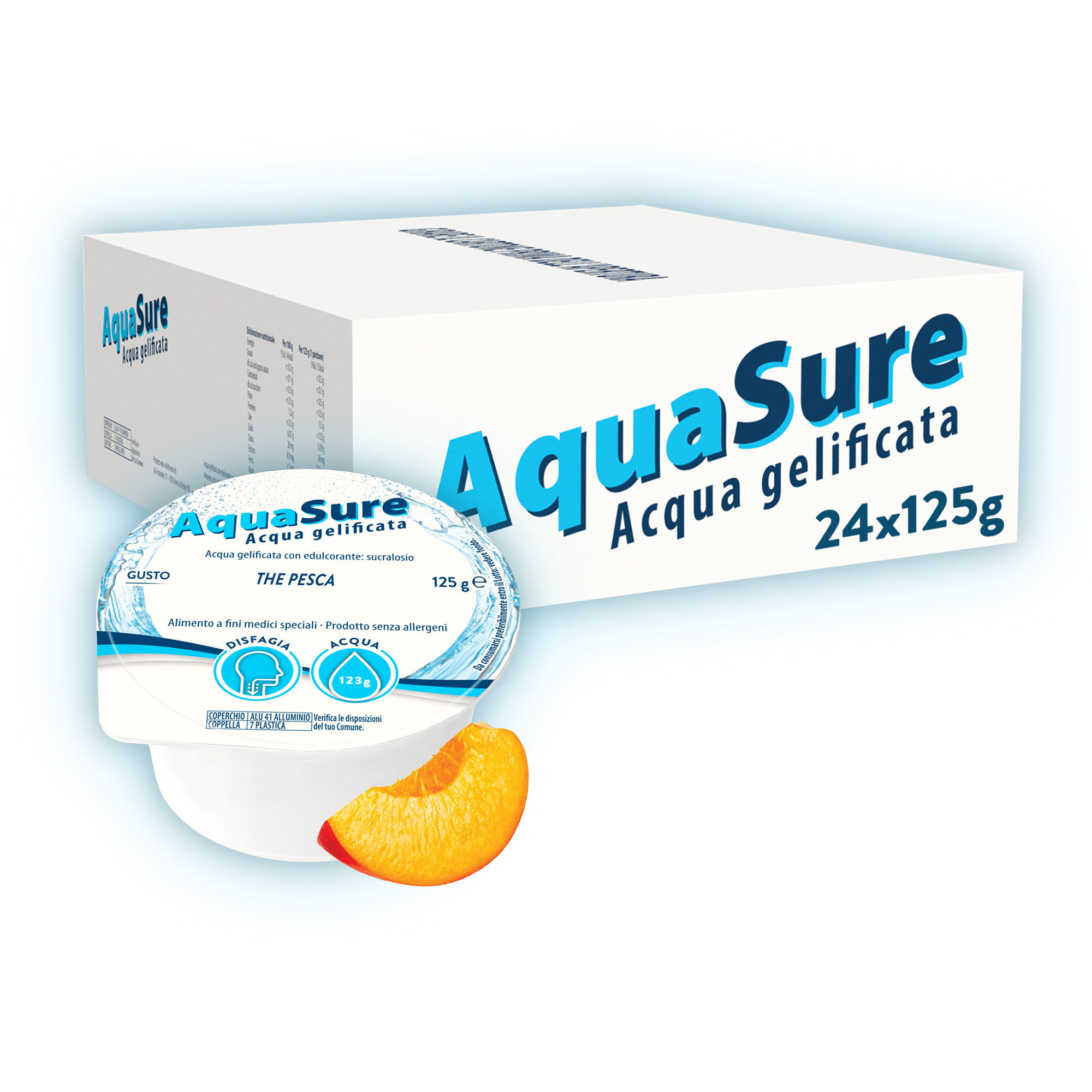 Aquasure Acqua Gelificata Edulcorata Thè alla pesca 24 pezzi