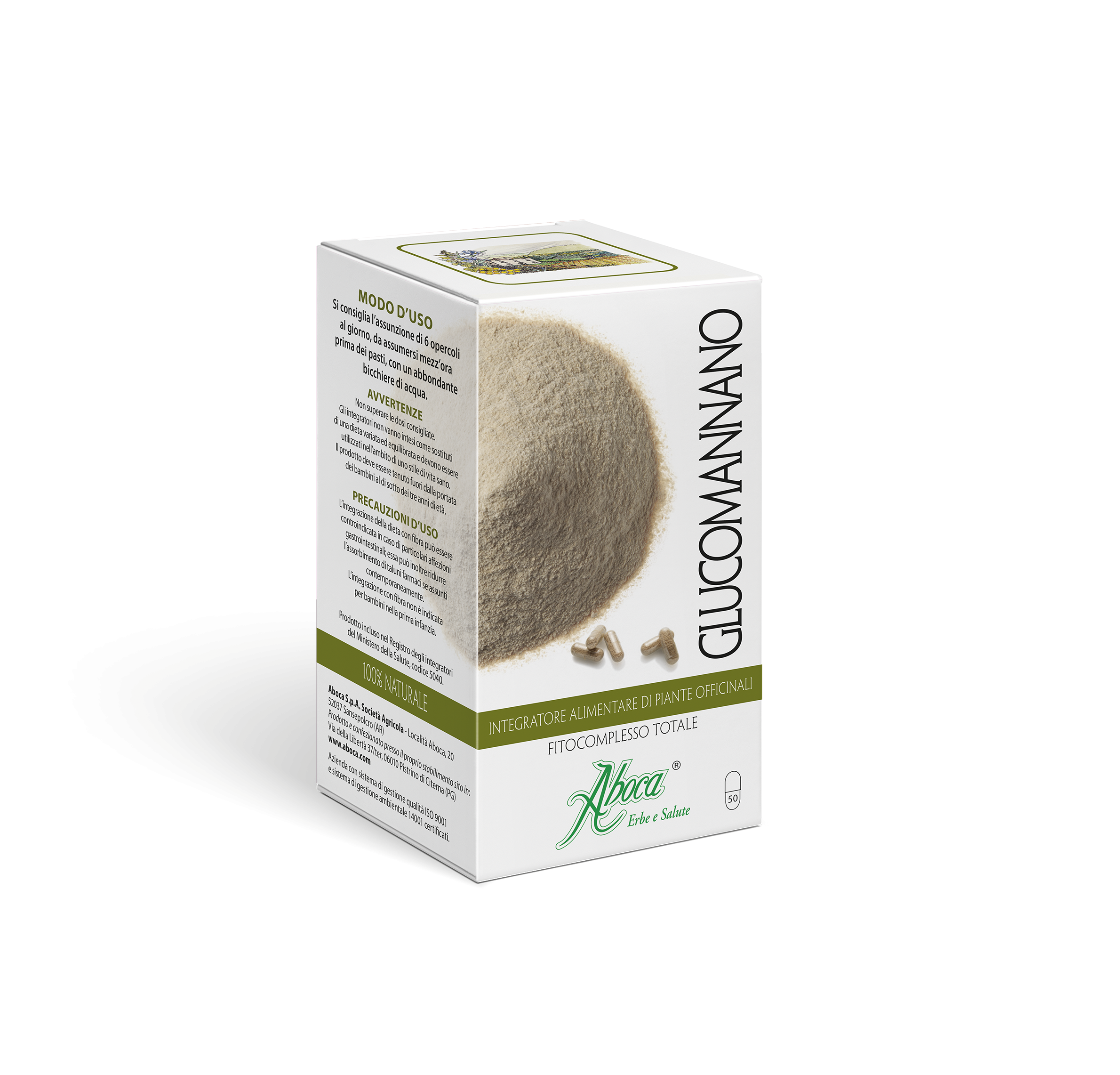 Aboca Glucomannano Fitocomplesso Totale Integratore Controllo del Peso 50 Opercoli