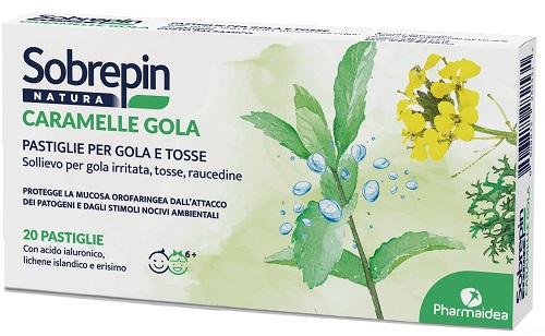 SOBREPIN NATURA CARAMELLE GOLA E TOSSE CON ESTRATTI NATURALI 20 PASTIGLIE GUSTO BALSAMICO