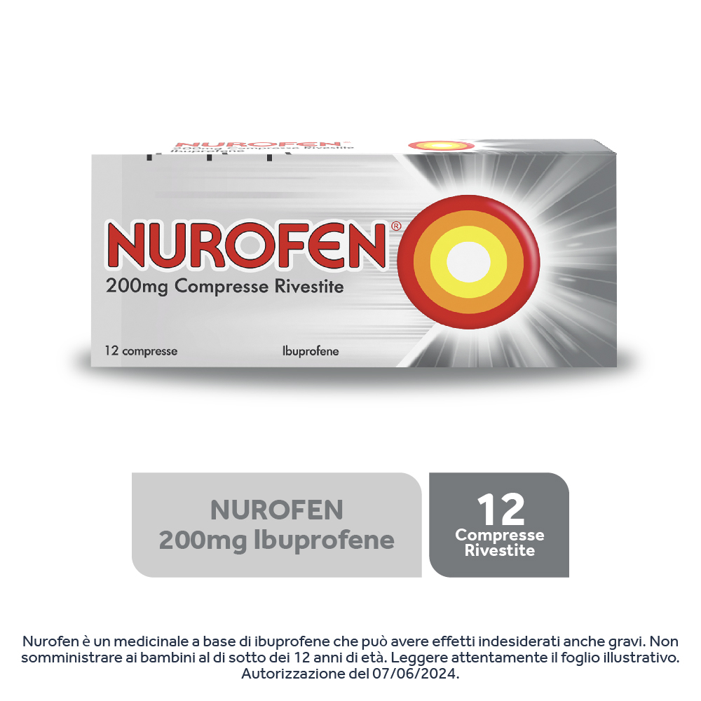 NUROFEN 200MG 12 CPR  ibuprofene funzione antinfiammatoria e antidolorifica contro febbre, mal di testa,  dolori muscolari e articolari