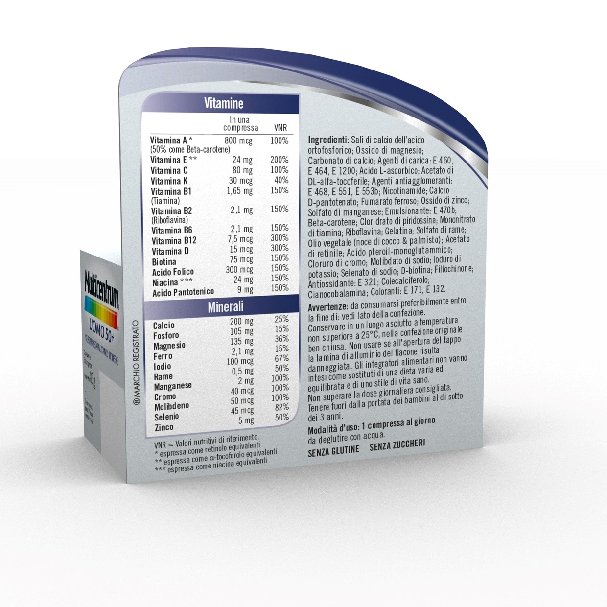 Multicentrum Uomo 50+ Integratore Alimentare Multivitaminico Multiminerale Vitamina C B6 Zinco 30Cpr