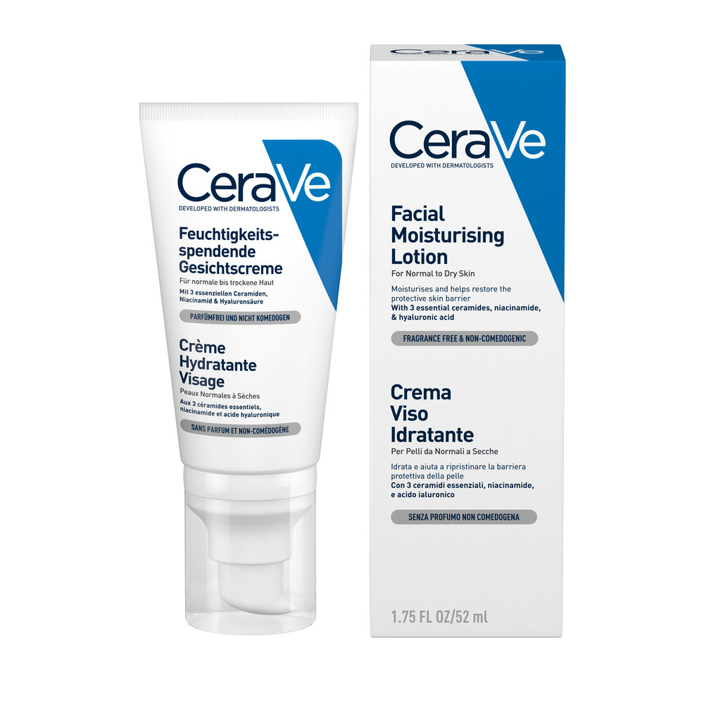 CeraVe Crema Viso Idratante PM con Acido Ialuronico, Niacinamide e 3 Ceramidi Essenziali, 50 ml