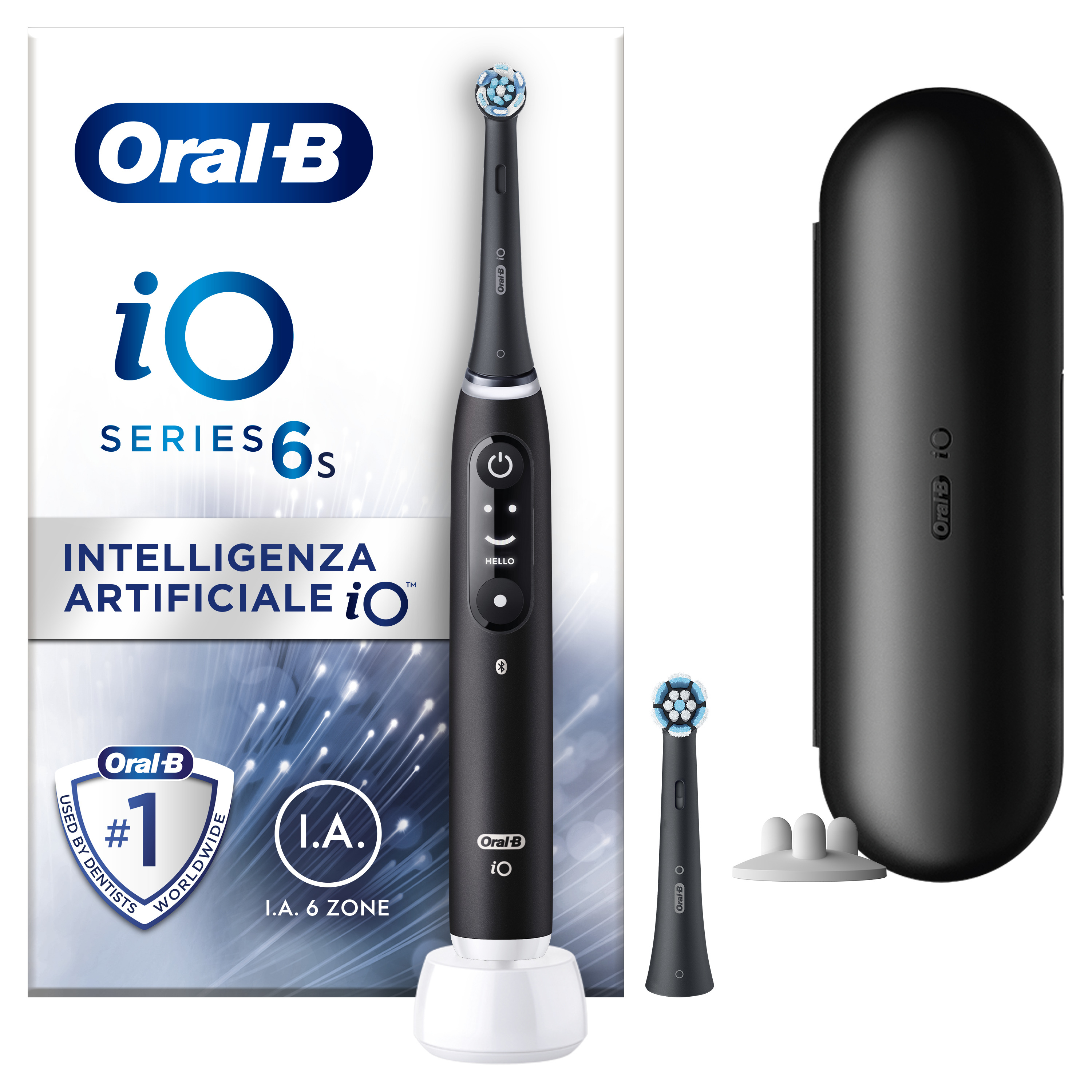 Oral-B iO6 Spazzolino Elettrico Ricaricabile Nero Con Custodia Da Viaggio